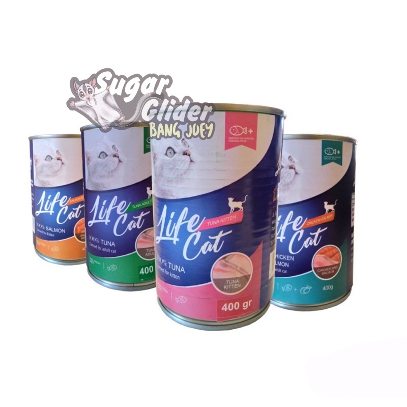 LIFE CAT KALENG Wet Food 400 Gr lifecat Makanan Kucing kitten adult Cair Kaleng tuna salmon chicken