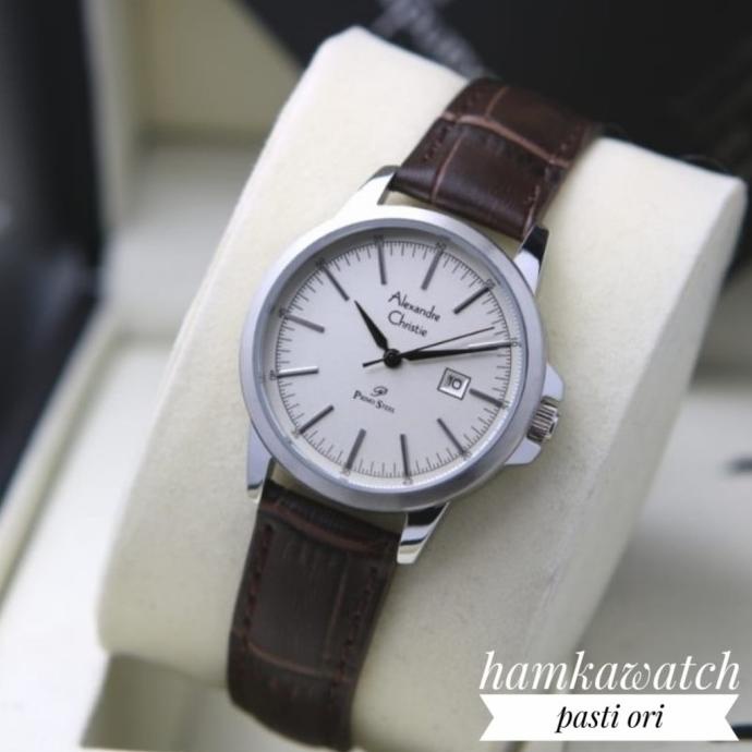 jam tangan wanita alexander cristie ori ac1008 kulit silver coklat Star Seller Termurah