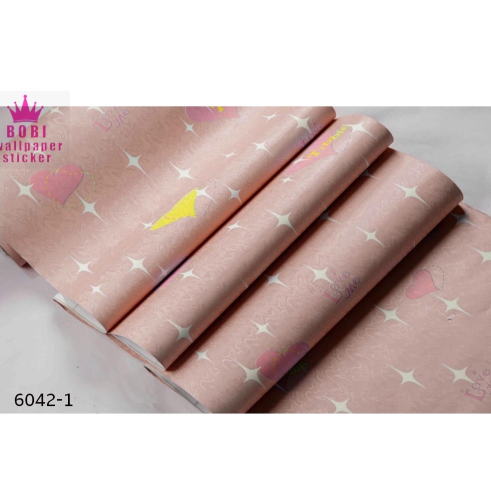 Wallpaper Sticker 6042-1 / Wallpaper New  / 9mx45cm / Bahan Pvc