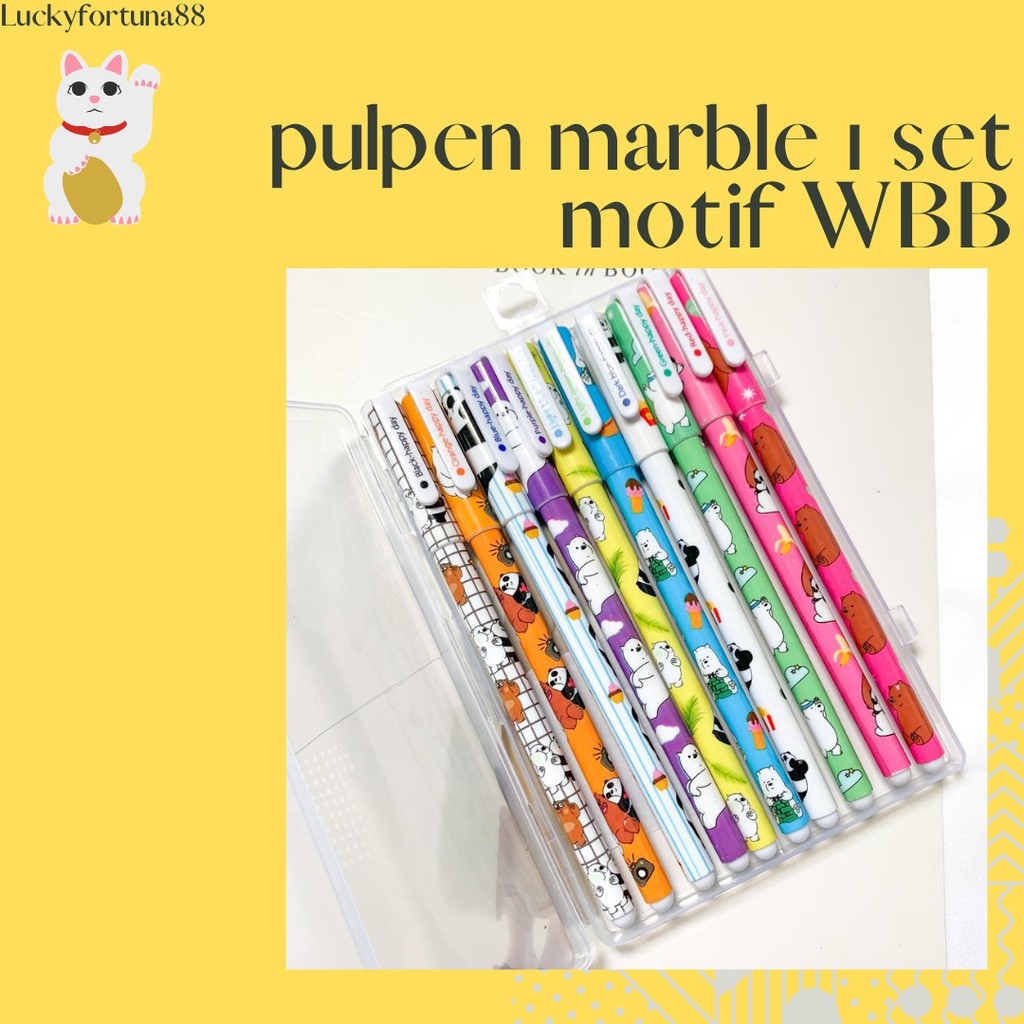 

[Luckyfortuna88] Pulpen marble 1 set motif wbb warna warni Pen marble 1 set motif wbb Lucu murah alat tulis kantor Alat tulis sekolah lucu murah