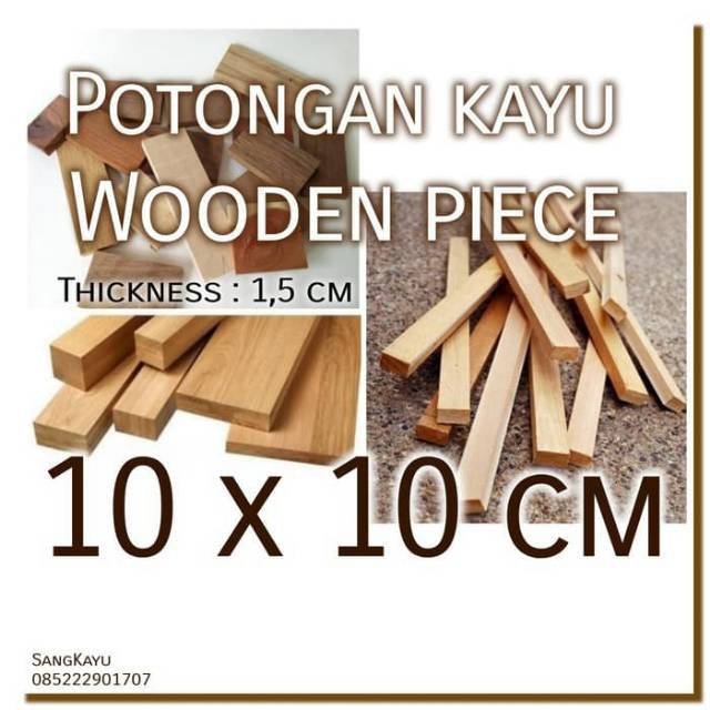 Wooden piece 10x10 cm Potonga kayu bahan craft dekorasi Rustic Vintage