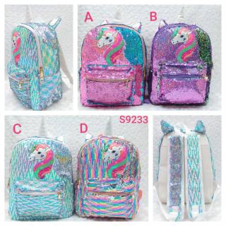  TAS  RANSEL SEQUIN UNICORN  LAMPU MUSIC TAS  RANSEL SEKOLAH 