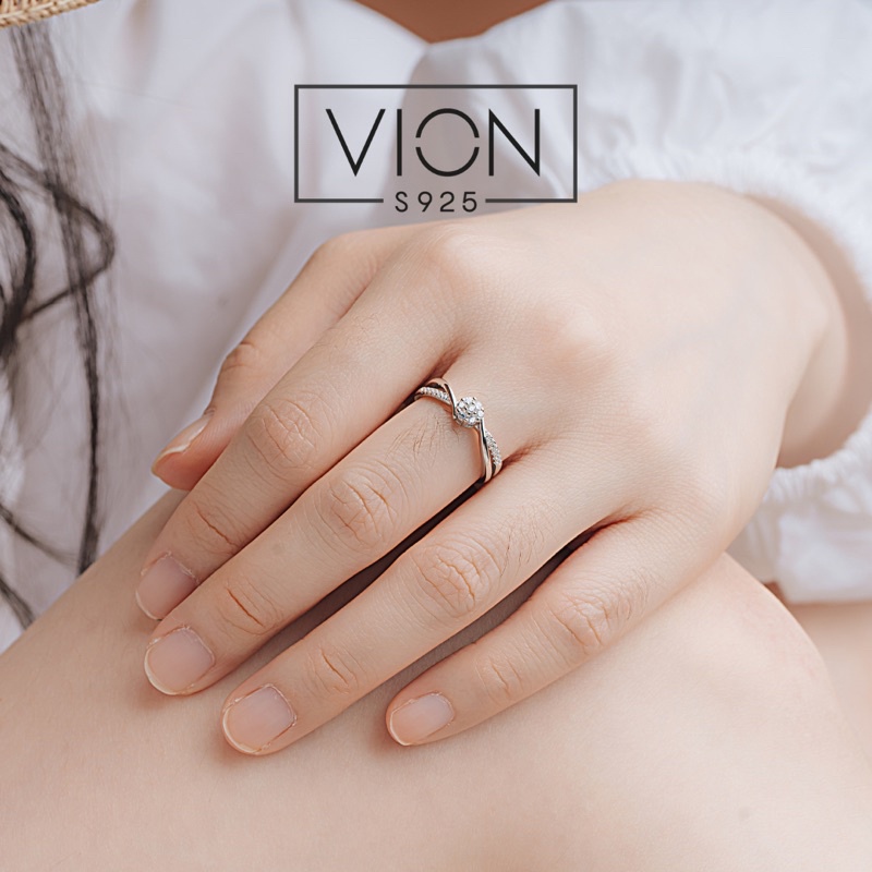 Vion S925 Ring 12011, Cincin silver 925 / perak , cincin replik berlian crystal zirconia