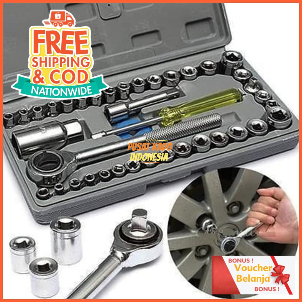 Kunci Sock 40 Pcs Lengkap Alat Bengkel Murah Kunci Sok