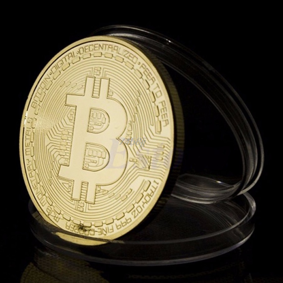 BITCOIN Miniatur Bitkoin Koin Fisik BTC Bitcoin Gold Plated Pajangan Koleksi Koin Bitcoin Souvenir