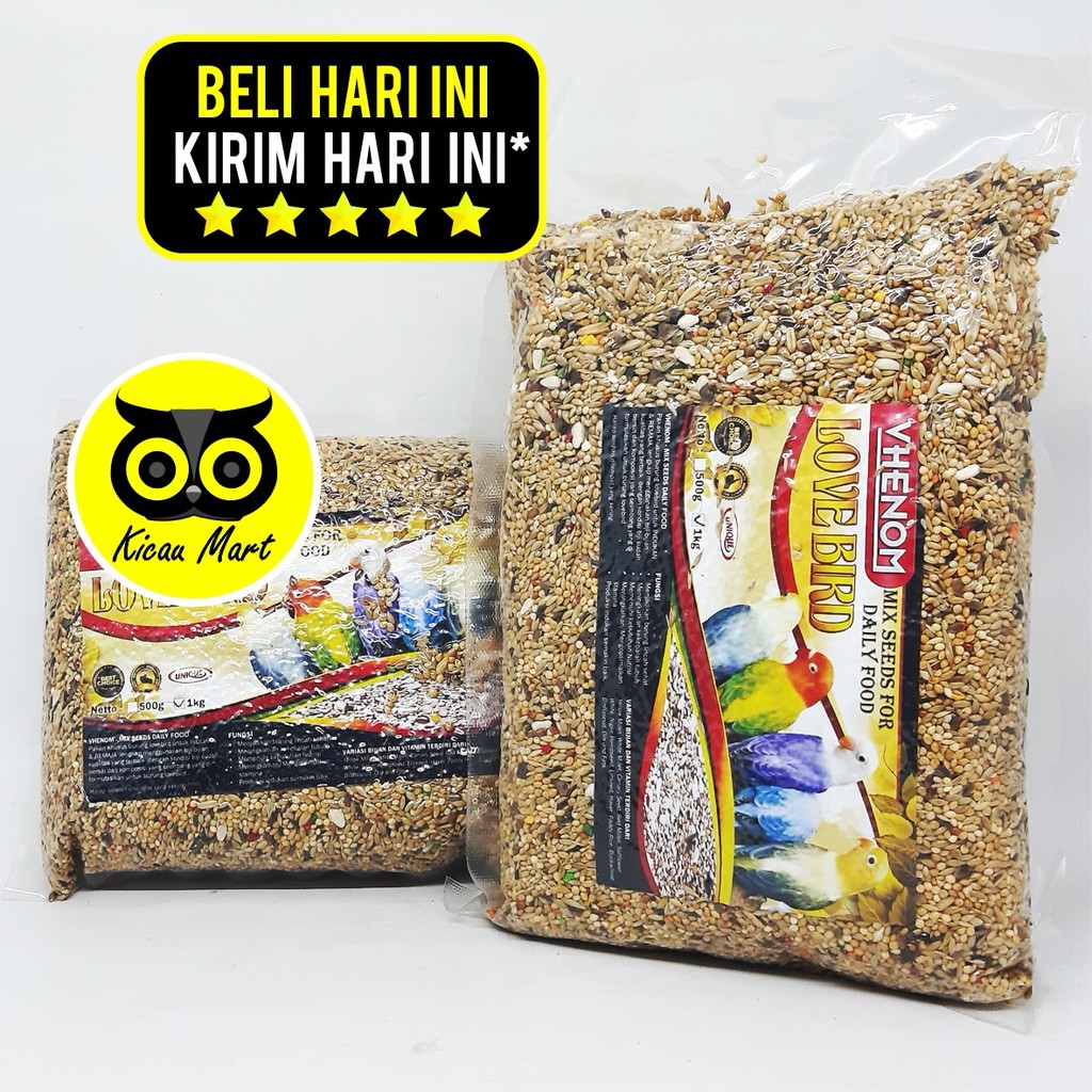 PAKAN MAKANAN HARIAN BURUNG LOVEBIRD BIJI MILET VHENOM MIX SEEDS FOR DAILY FOOD UNIQUE 1 KG VHENOMLB