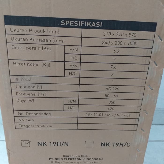 Dispenser Air Tinggi Berdiri Hot &amp; Normal+Laci 2 Susun NIKO 19H/C