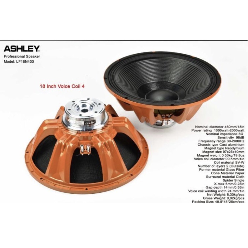 Speaker Component Ashley LF18N400 18N400 18 inch LF 18 N400 Voice 4