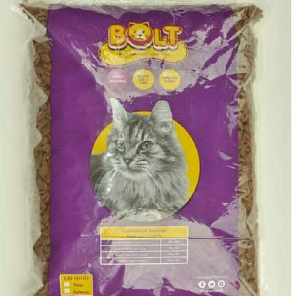 (BOLT TUNA) BONUS MAINAN POMPOM KUCING Pakan kucing / Makanan kucing - Bolt REPACK 1 KG / PAKAN KUCING BOLT