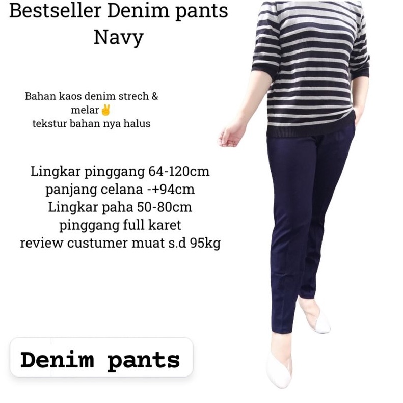 celana panjang wanita/kaos denim pants ORI by cellia/standar dan jumbo