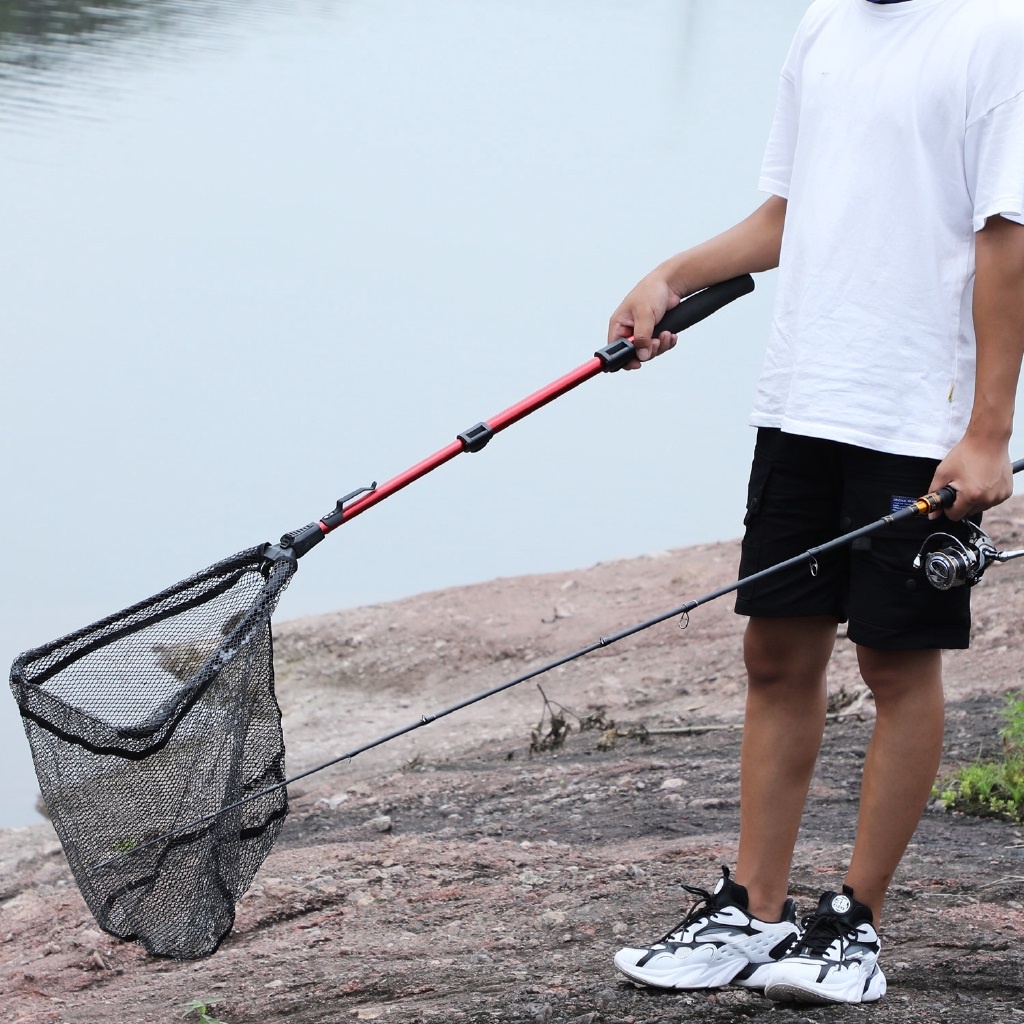 JARING IKAN TELESKOPIK SEROK IKAN LIPAT STELLA 100CM LANDNIG NET TERLARIS SEROK TERLARIS