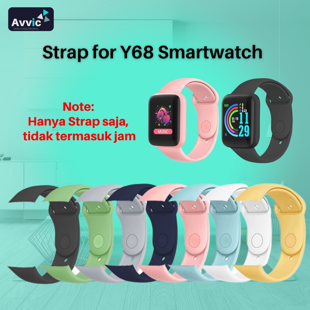 Strap Tali Jam Tangan Smartwatch Y68 D20 Macaron Silicone Strap Watchband