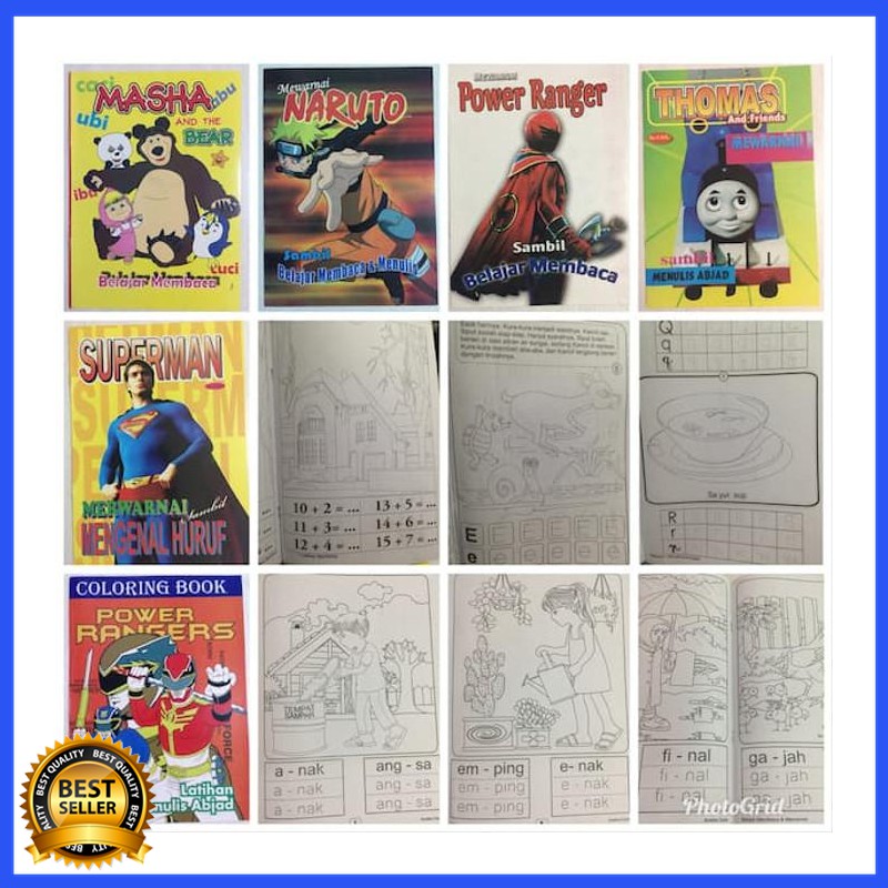 Terlaris  BUKU ANAK - BUKU MEWARNAI UKURAN BESAR - KERTAS HVS - ANAK LAKI LAKI