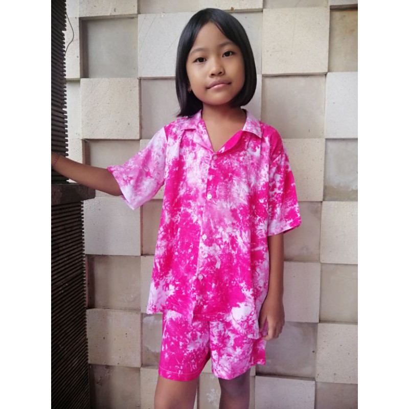 Set Pajamas Anak Tie Dye Rayon Bali Celana Pendek (2-9 th) / BALI SET / PIYAMA SET / SET ANAK