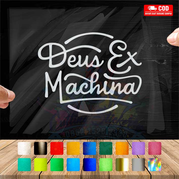 Cutting Stiker Deus Ex Machina  Variasi Motor Mobil Sticker Timbul Keren Nyala Dasbor Spakbor Visor Body Kaca Helm Laptop Hologram Reflective Tahan Air Bodi Samping Nama Scoopy Vario Beat NMAX PCX Vespa Aesthetic Pickup Anime Windshield Kustom Modif