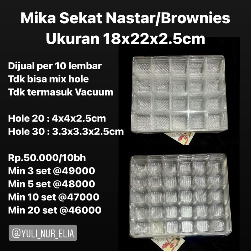 

Mika Sekat Nastar/Brownies Uk 18x22x2.5cm per 10 lembar