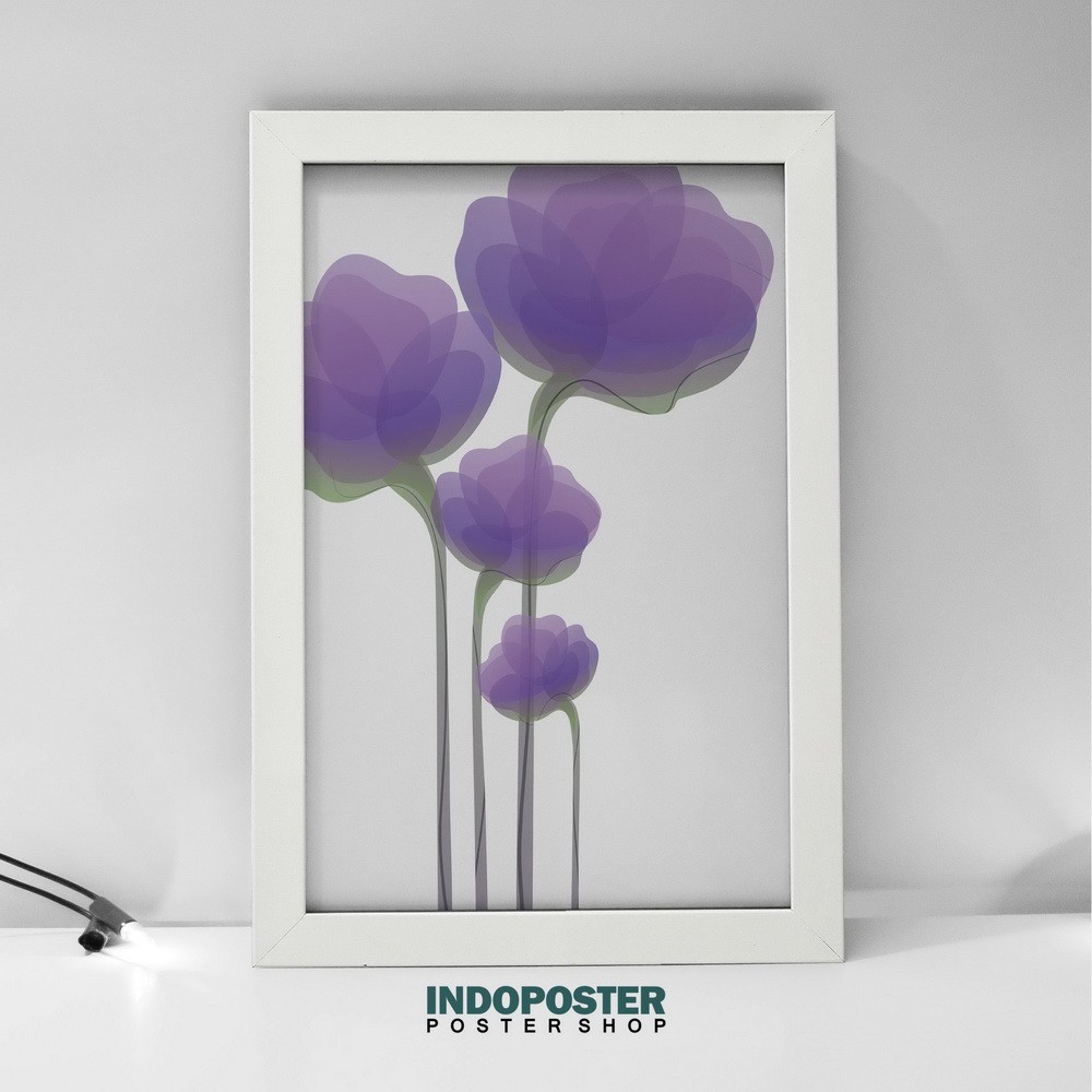Poster Dekorasi Minimalis Aesthetic Bunga Ungu
