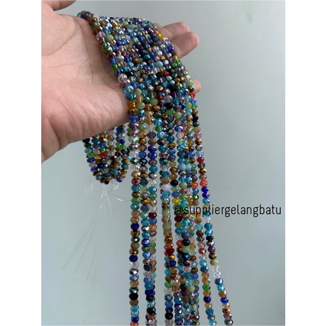 Crystal Ceko multicolor 6mm mix campur warna bahan craft manik donat