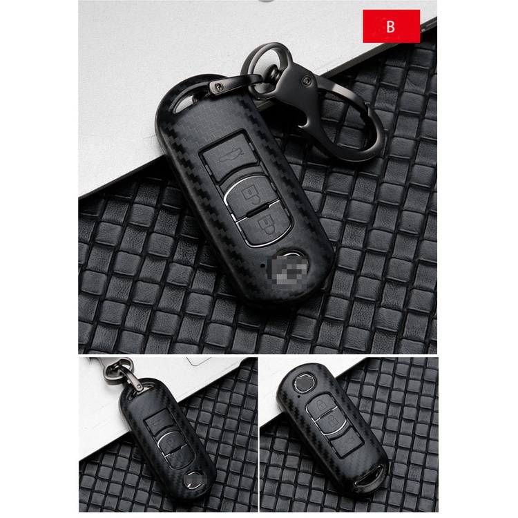 Cover Kunci Mobil Bahan Carbon Fiber Untuk Mazda 2 3 6 Axela Atenza CX-5 CX5 CX-3 CX-7 CX8 CX-9 2016 2017 2018 2 / 3