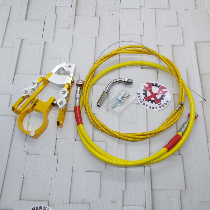 Kabel Gas Serat 190cm+ selang rem 95cm +kleman/capit Kabel Rem Universal