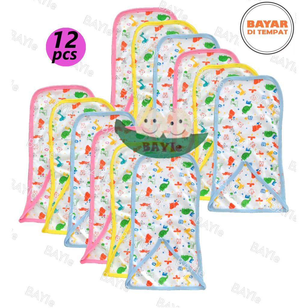 BAYIe - 12 PCS Popok Bayi Kain Tali motif TABUR Bahan 100% Katun Adem