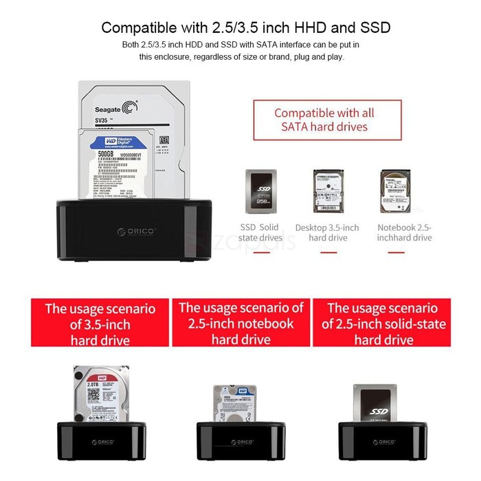 ORICO 6228US3-C 2.5/3.5 inch USB3.0 Hardisk Clone Dual bay HDD &amp; SSD