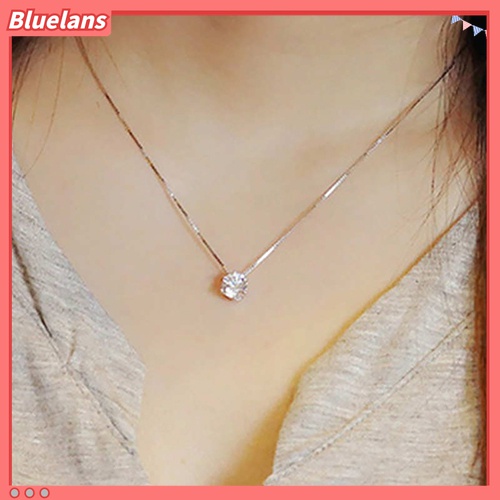 Kalung Rantai Klavikula Pendek Bahan 925 Sterling Silver Aksen Berlian Imitasi Untuk Wanita