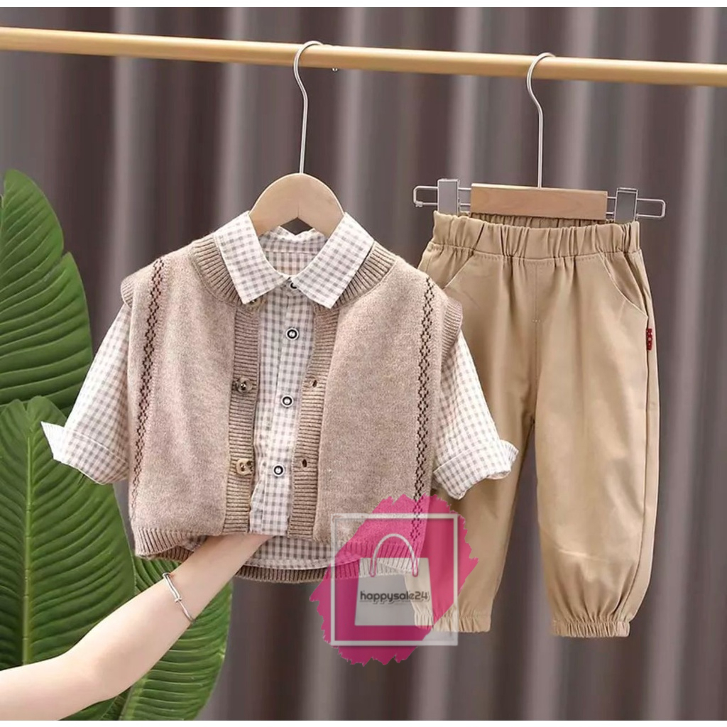 SETELAN BAJU 3 IN 1 ANAK LAKI LAKI DAN ANAK PEREMPUAN TERKEREN DAN KEKINIAN SETELAN KEMEJA ANAK PEREMPUAN DAN ANAK LAKI LAKI TERLUCU DAN TERLARIS PAKAIAN ANAK ANAK TRENDY MASAKINI DAN TERRBARU SETELAN 3 IN 1 ROMPI BUTTON TERBAIIK USIA 1-5TAHUN