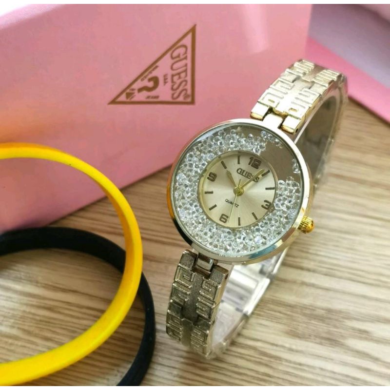 Jam Tangan Wanita Jam Tangan Terlaris Rantai Free Box &amp; Baterai