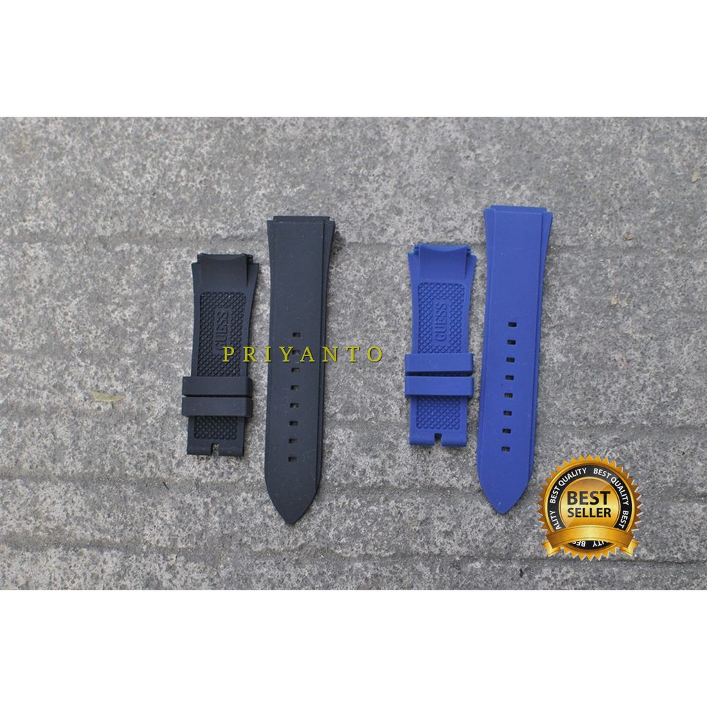 Tali Jam Tangan Guess Pria 22mm Rubber Blue Dan Black Watch Strap super Premium