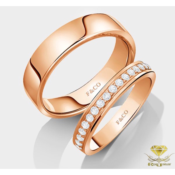 Cincin Tunangan Couple Emas Berlian Eropa ASLI ORIGINAL Putih Nikah Kawin Pernikahan Wedding NKZ45