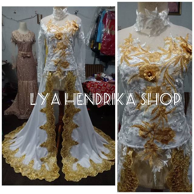 Kebaya pengantin+ekor full tumpal