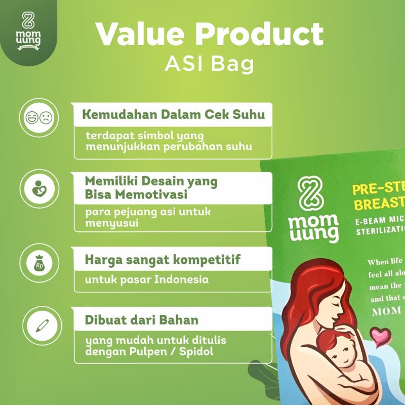 MOM UUNG Kantong Asi Pre-sterilized Breast Milk Bag isi 30 Bags 100ml