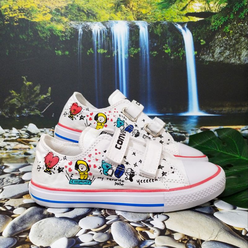 READY 24~36/ USIA 1 SAMPAI 10 TAHUN SEPATU ANAK PEREMPUAN BTS BT21 PUTIH