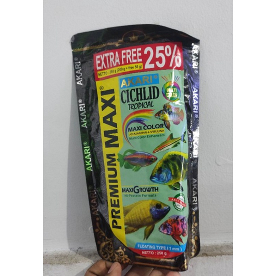 Akari Premium Tropical Maxi 250gr Floating / Maxi / Pelet Akari / Ikan Hias / Akari Maxi / Premium