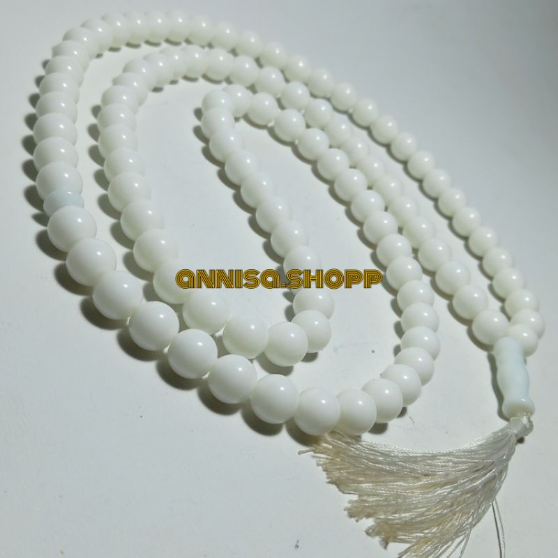 tasbih batu giok putih susu 10mm 99butir natural