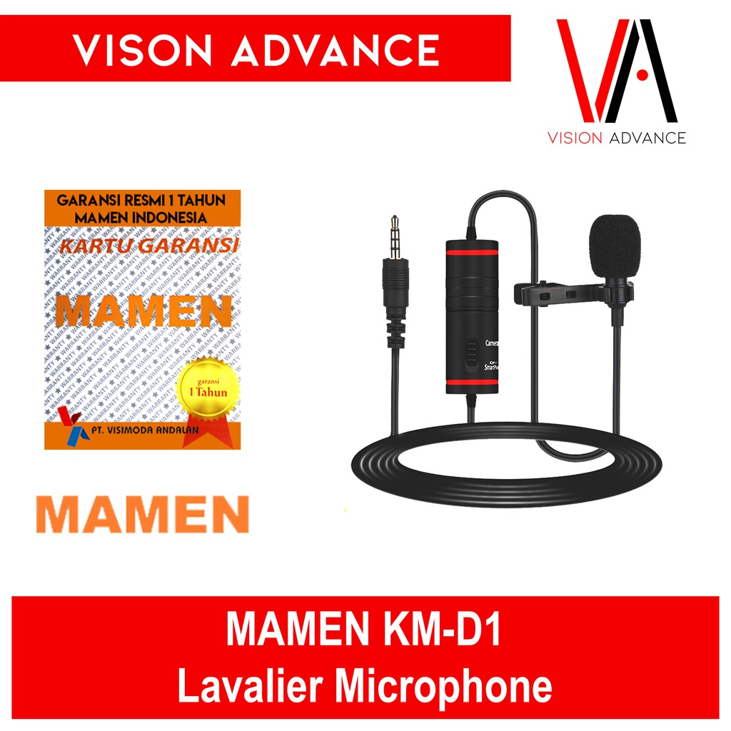 MAMEN KM-D1 KMD1 KM D1 Clip On Lav Mic Lavalier Microphone for Camera Smartphone