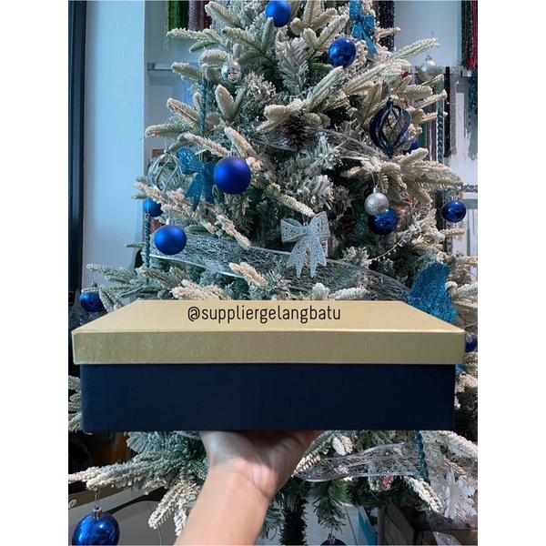 HARDBOX KOSONG edisi NATAL Blue Gold Christmas 30 x 15 x 7 cm kado natal