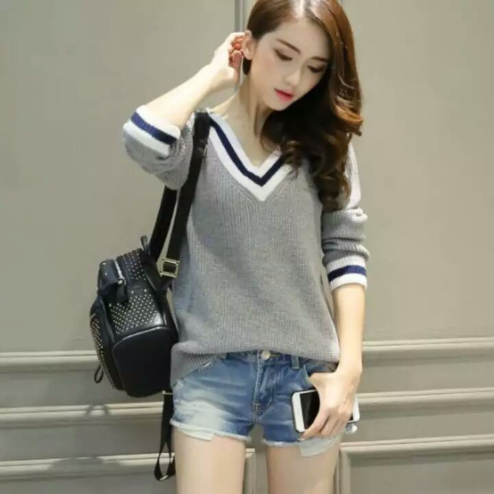 [SEKER Vilis pj Var Warna RO] Blouse Wanita Rajut Seker Hitam/Navy/Grey/Maroon/DustyPink