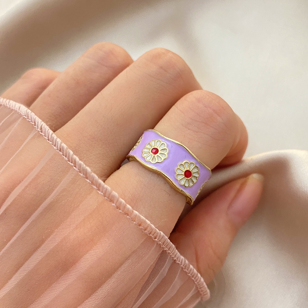 Korean Rings Daisy Inlaid Ring Jewelry Accessories Fashion Open Finger Ring Alloy Women Accessories   Party Beautiful