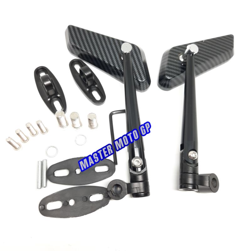 spion circuit carbon black - Spion sircuit karbon hitam - kaca spion sepeda motor modifikasi Universal Spion circuit CNC babet RB Racebolt nmax Pcx adv lexi Vario125 Vario150 Vario160 Beat aerox Vixion cbr cb150 R25 R15