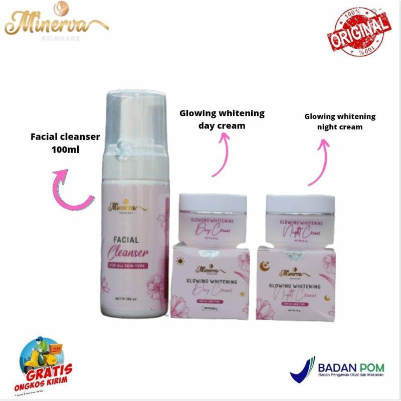 ready paket Minerva skincare / mencerahkan wajah / mengecilkan pori-pori / mengatasi jerawat