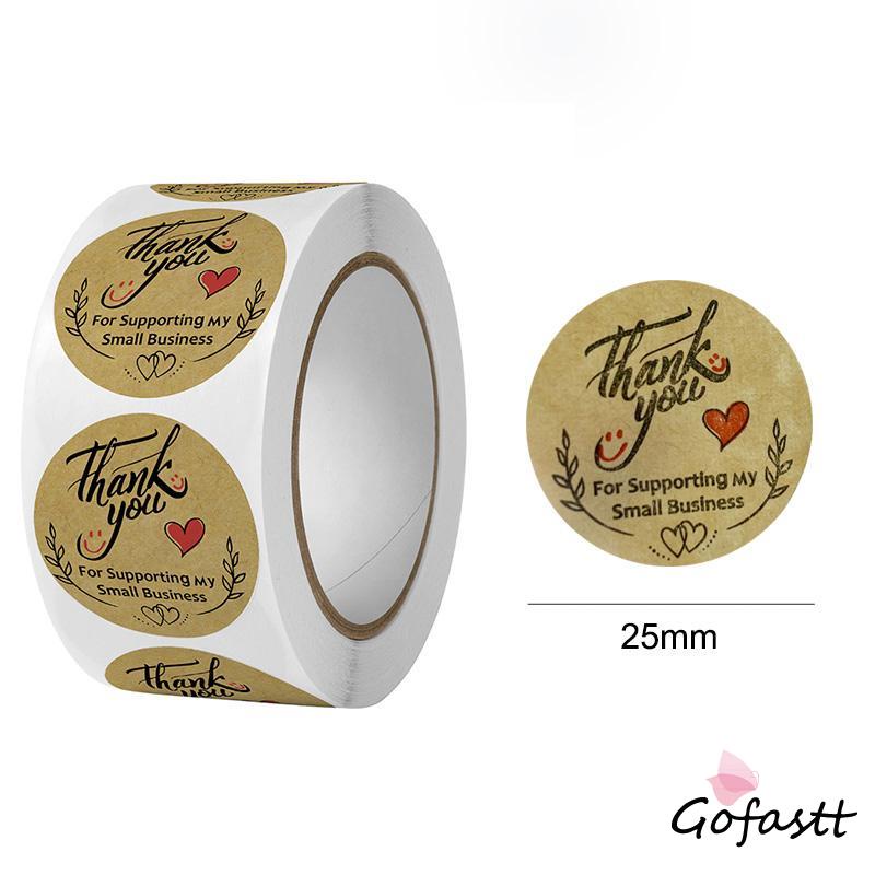 1 Roll 500pcs Stiker Label Kraft Sticker Enjoy Baked Homemade Handmade sticker thank you G