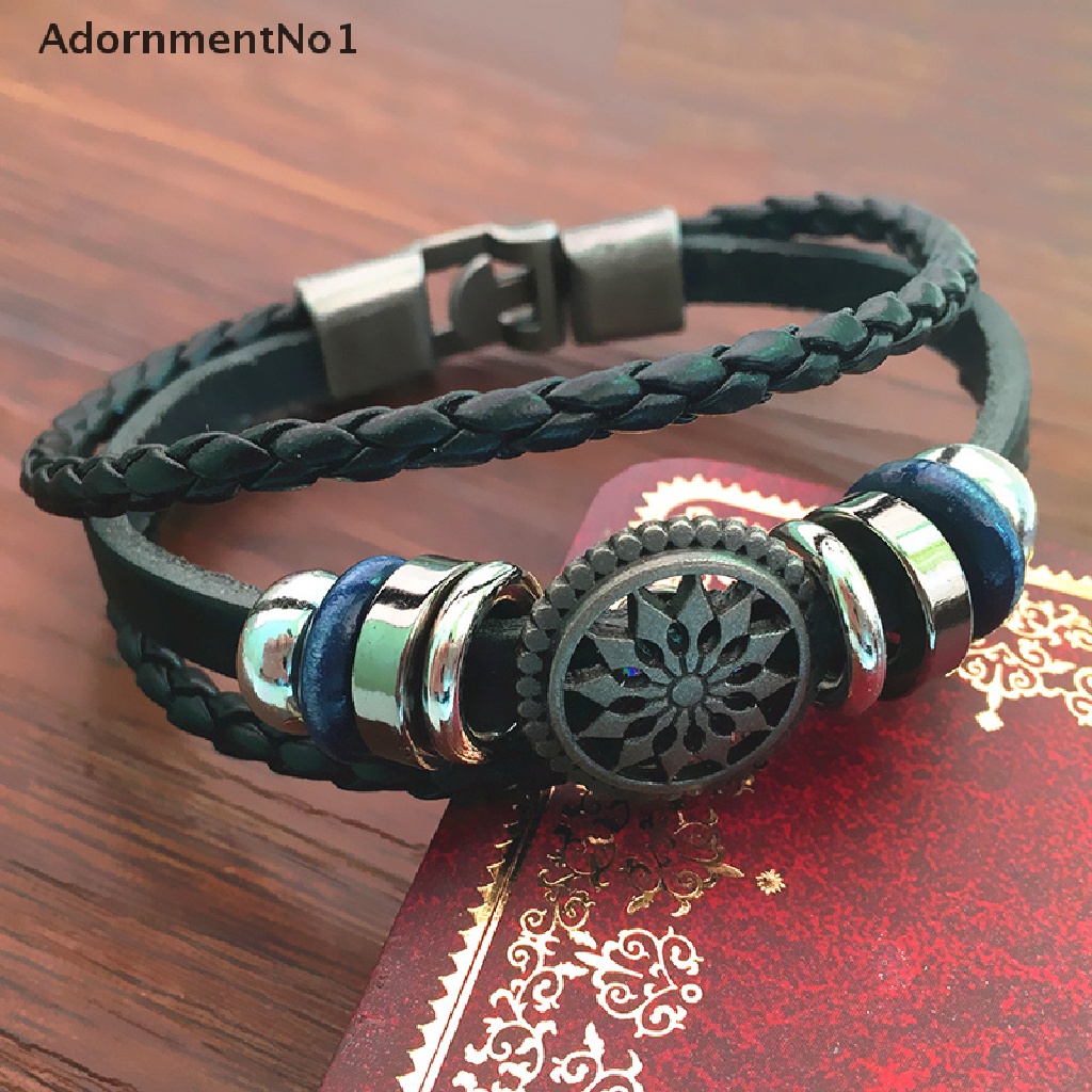 (AdornmentNo1) Gelang Tangan Kulit PU Motif Infinity Gaya Punk Vintage Untuk Pria / Wanita