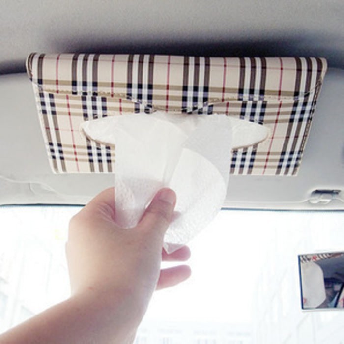 Tempat Tisu Tissue Mobil MOTIF Model Jepit Sun visor BONUS ISI TISU