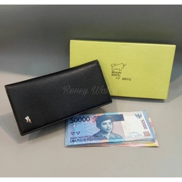 Dompet pria panjang Braun buffel 5240 black kulit polos.
