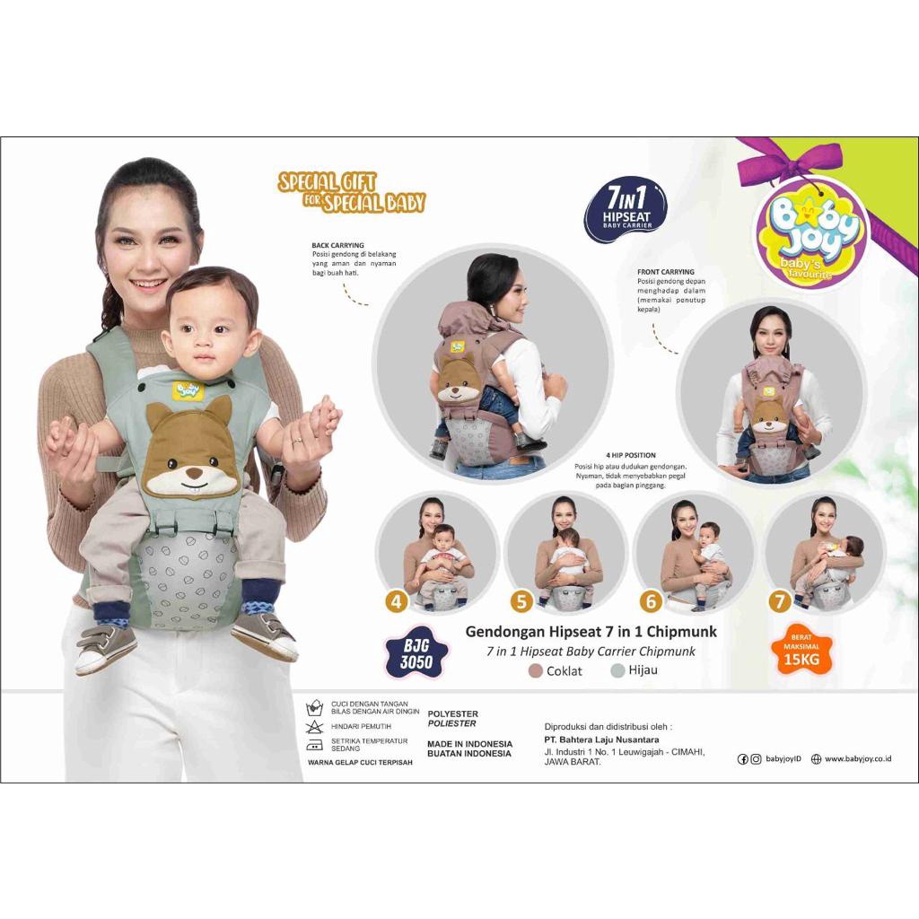 Baby Joy Gendongan Hipseat 7 in 1 Chipmunk