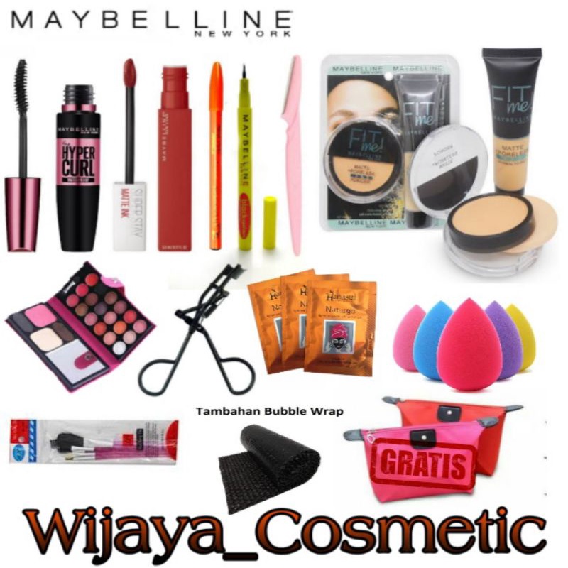 Paket Kosmetik Maybelline Super Lengkap / Paket Make up Wanita Lengkap / Kosmetik / Make up / Kecant