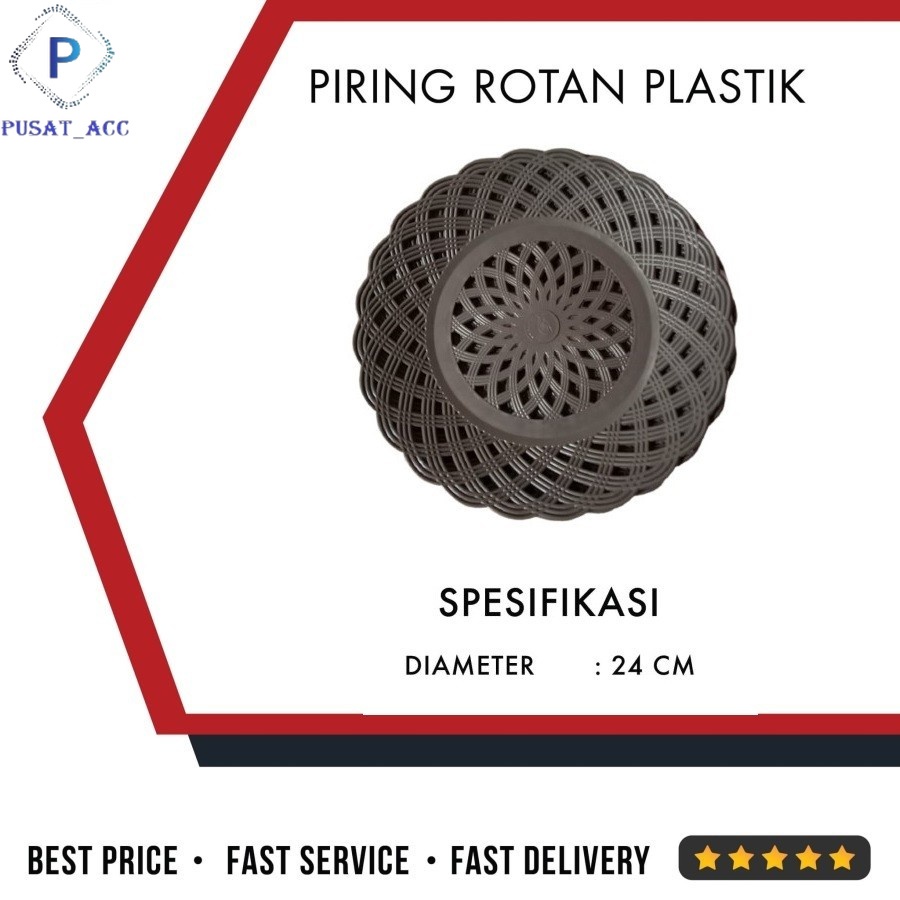 PLR22 - Piring Prasmanan Bahan Plastik Model Anyaman Lidi Rotan