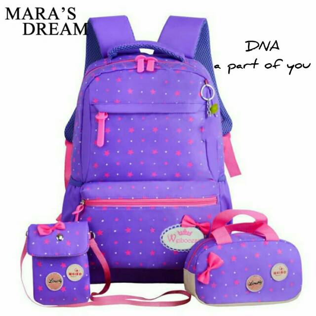 Backpack termurah/terlaris/Ransel 3in1 bintang polka